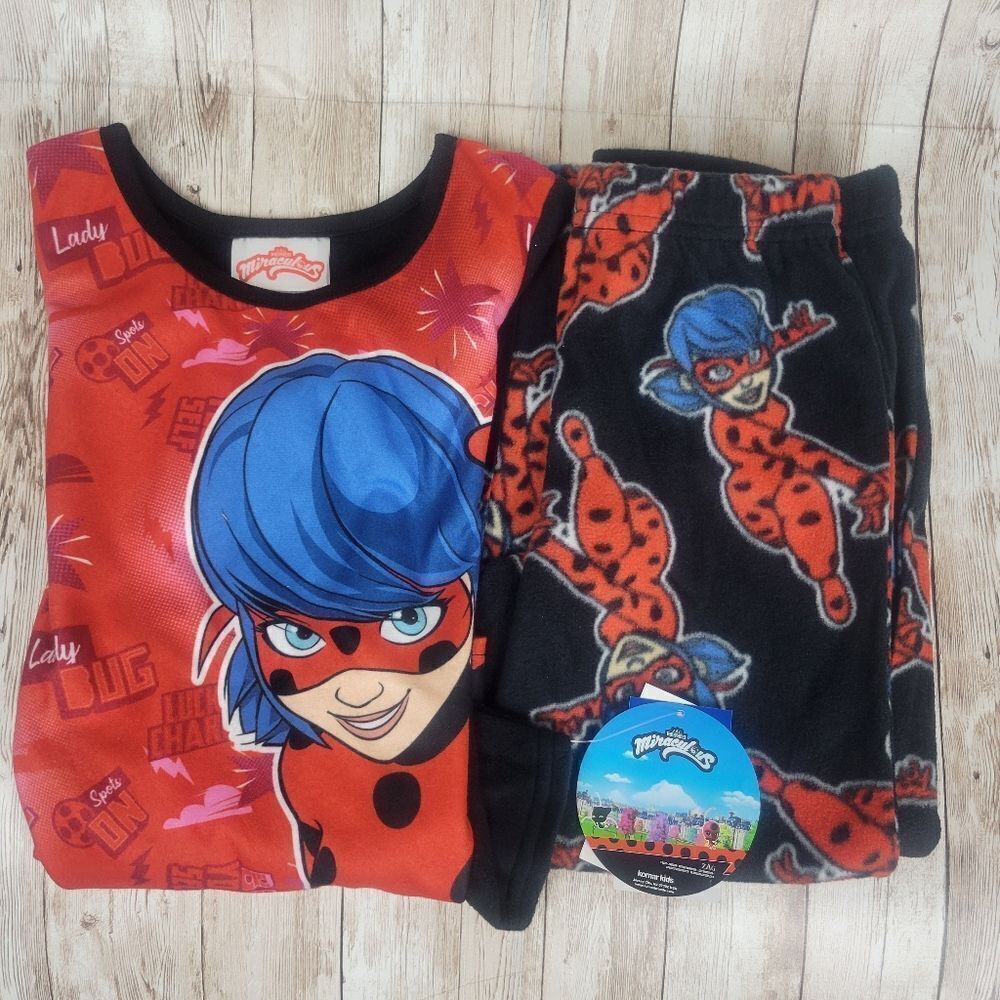 Girls Ladybug Fleece Pajamas Set Size 6